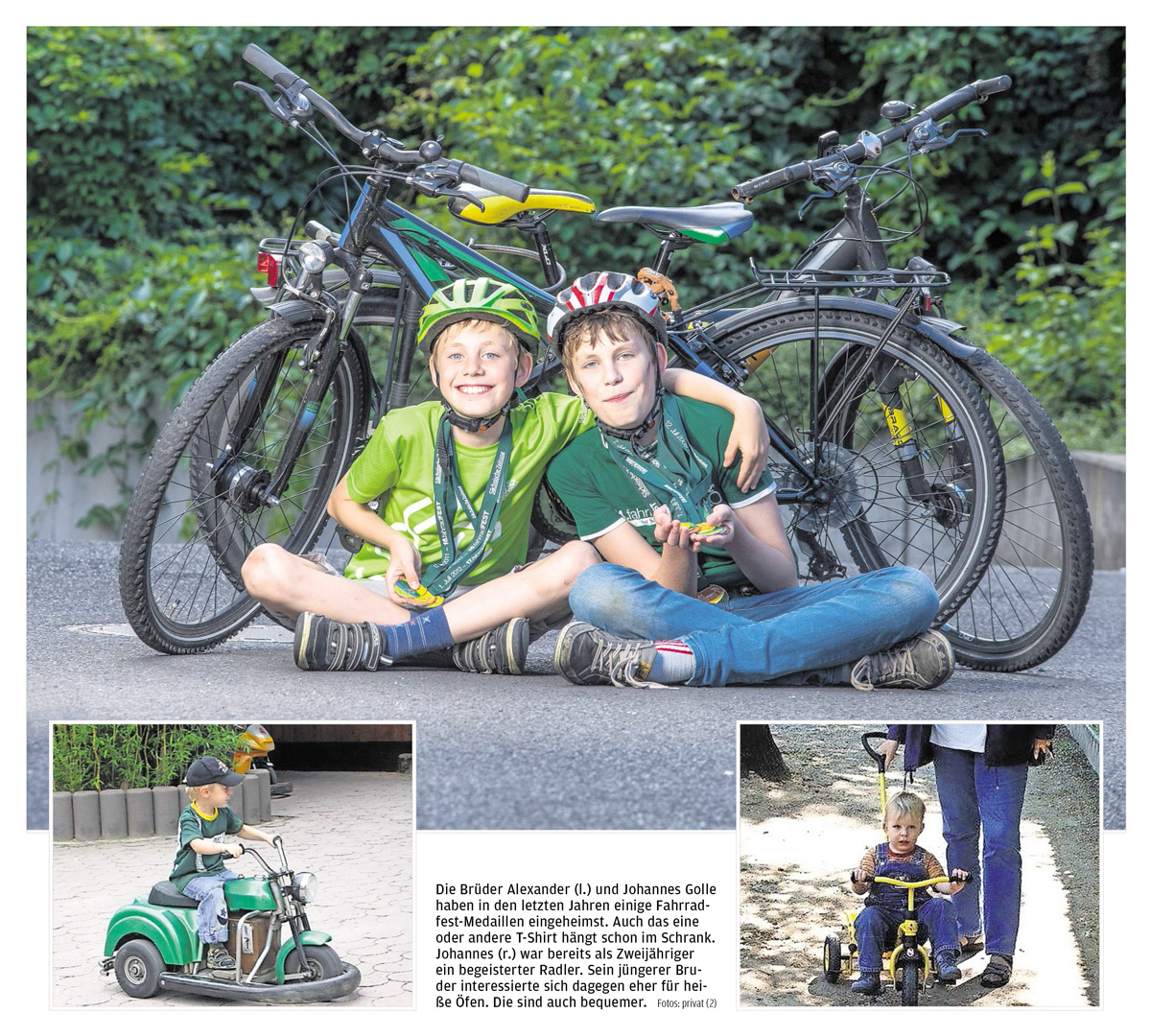 Die Brüder Johannes und Alexander Golle sind schon zum achten Mal beim SZ-Fahrradfest dabei. | Fotos: Thomas Kretschel, privat (2)